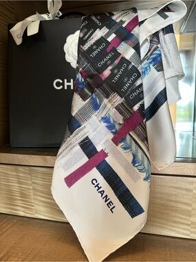CHANEL Silk Scarf Luxury Gift! Bag, Box, & Bow Included!